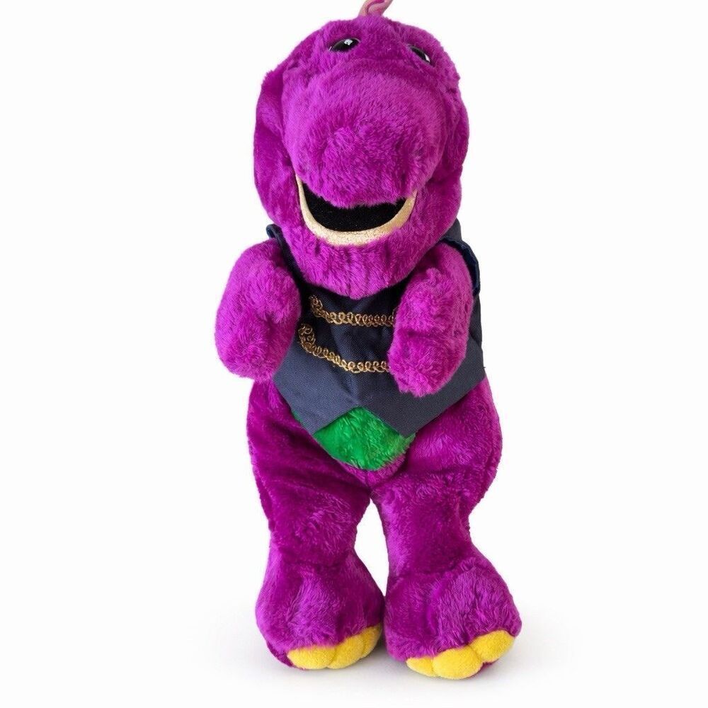 Vintage 1992 Barney the Dinosaur Plush Golden Bear Lyons Group Purple Stuffed